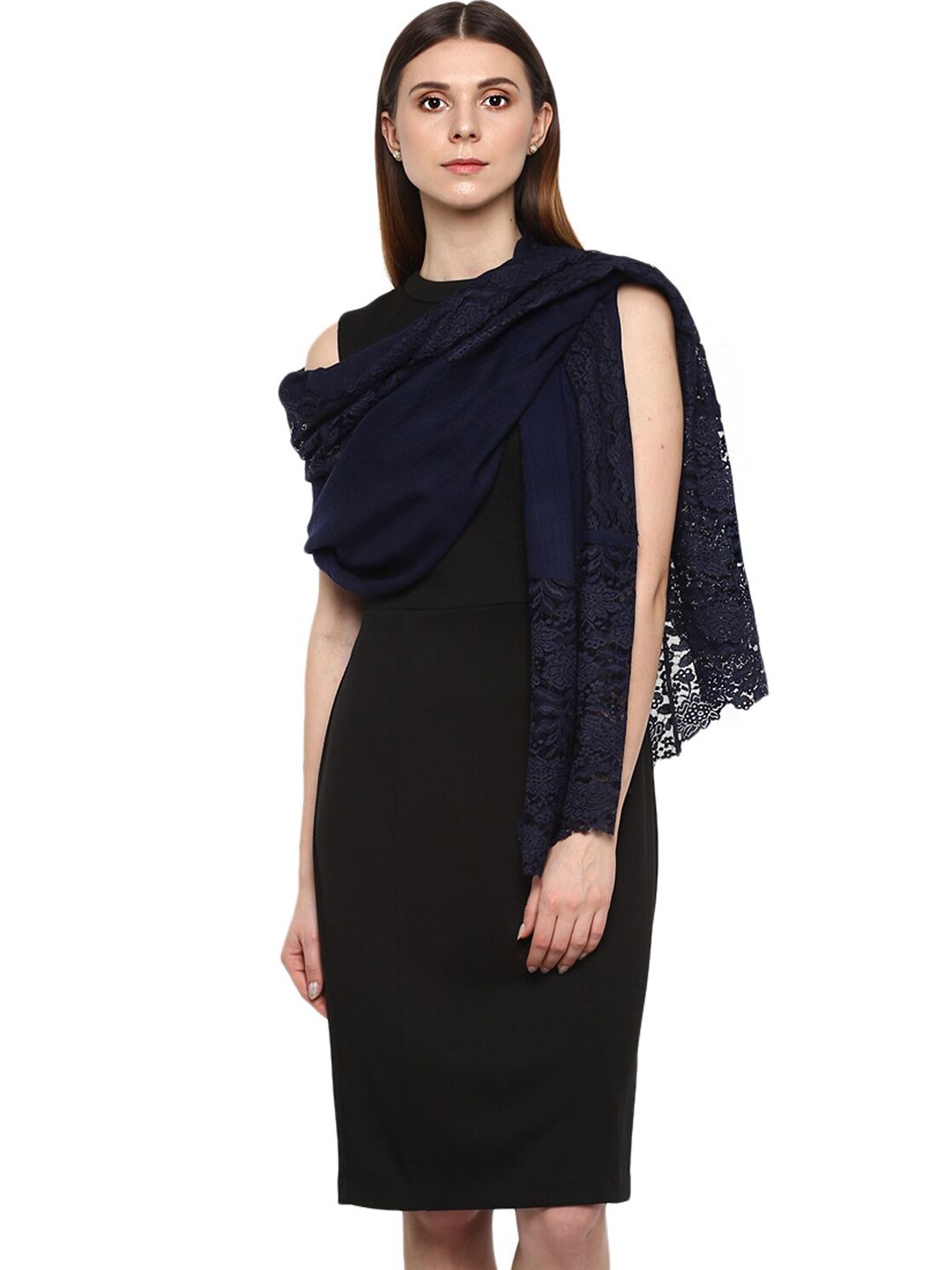 Rhe-Ana Women Navy Blue Printed Stole Price in India