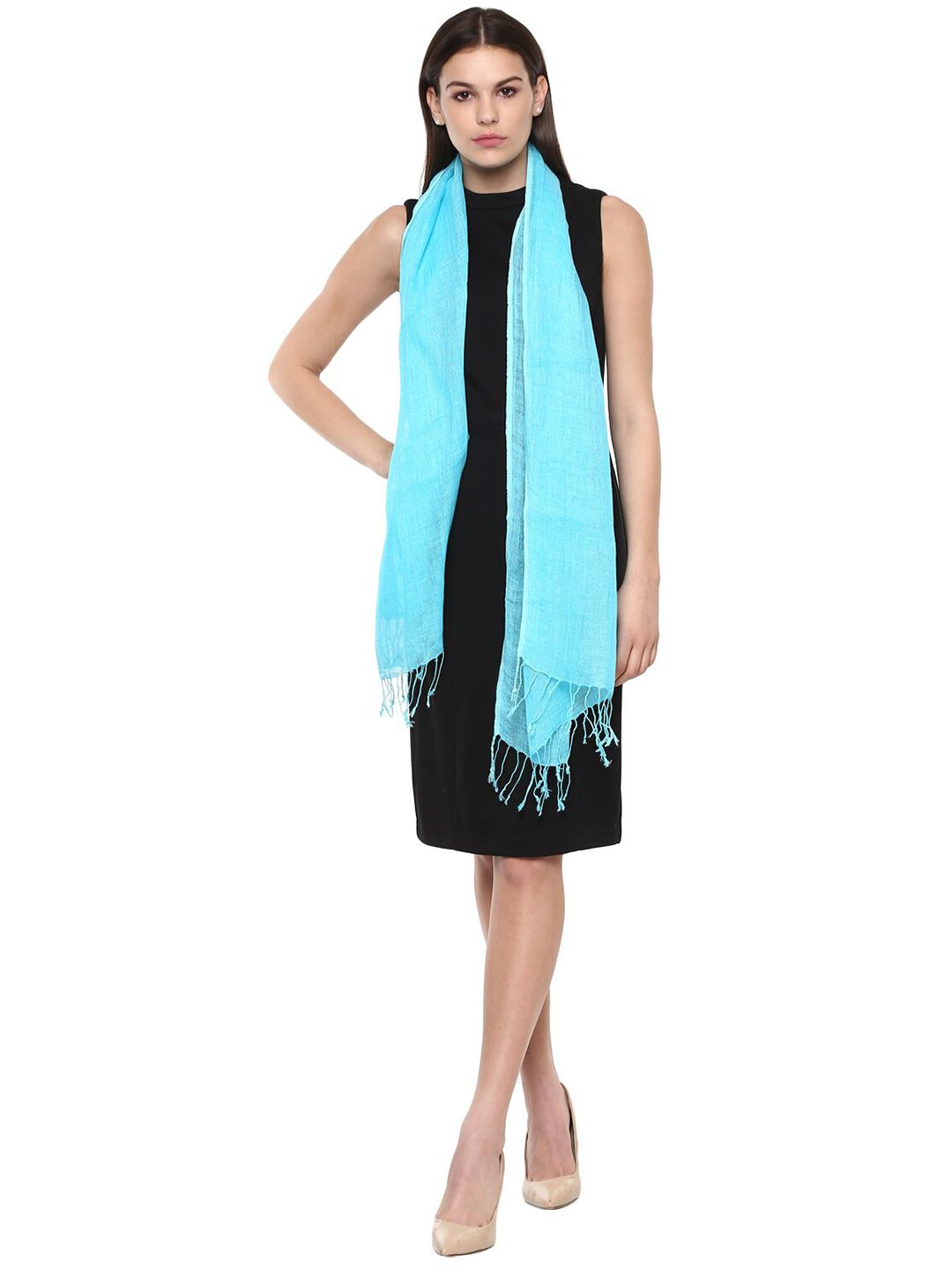 Rhe-Ana Women Turquoise Blue Stole Price in India