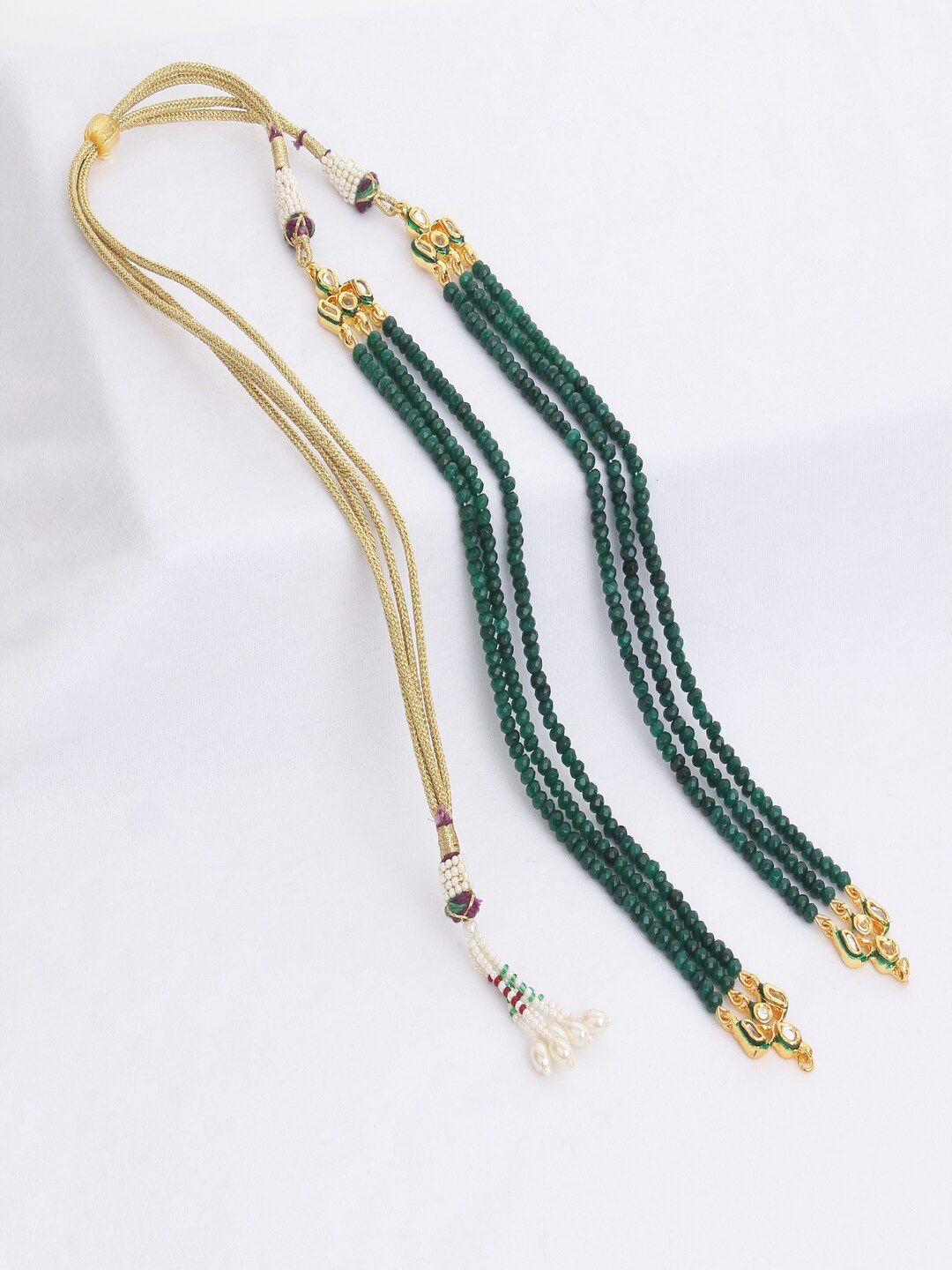 Runjhun Gold-Toned & Green Gold-Plated Layered Necklace Price in India