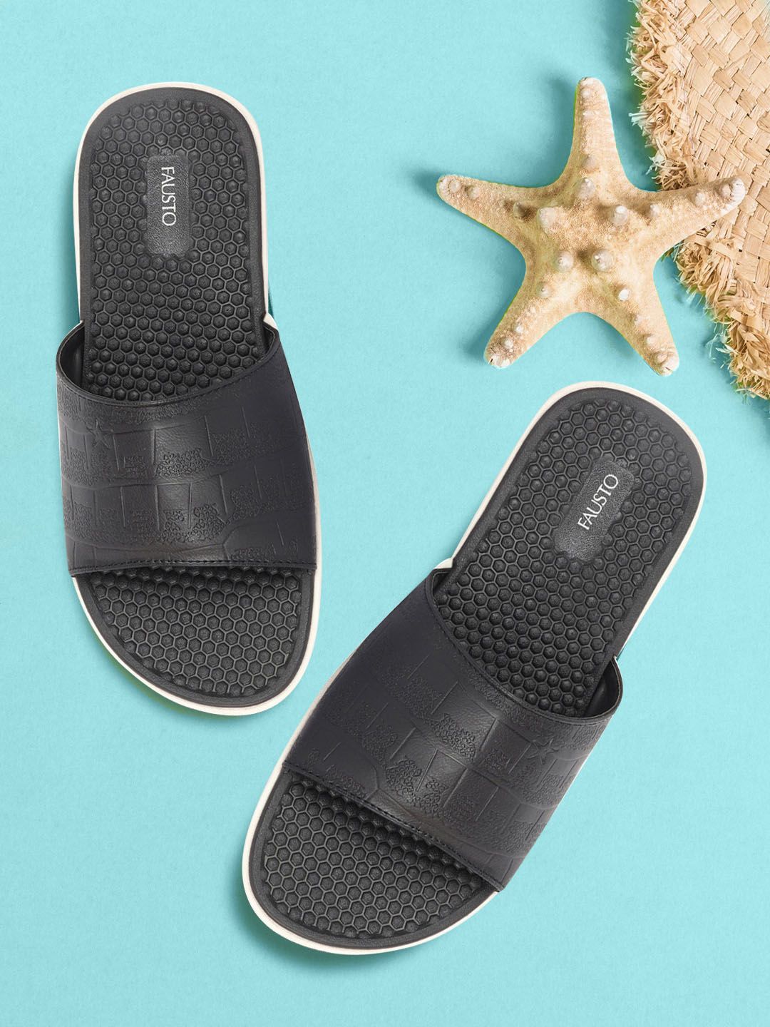 FAUSTO Men Black & White Sliders