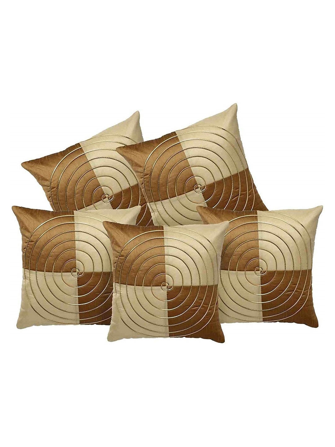 JDX Beige Set of 5 Colourblocked Square Cushion Covers Price in India