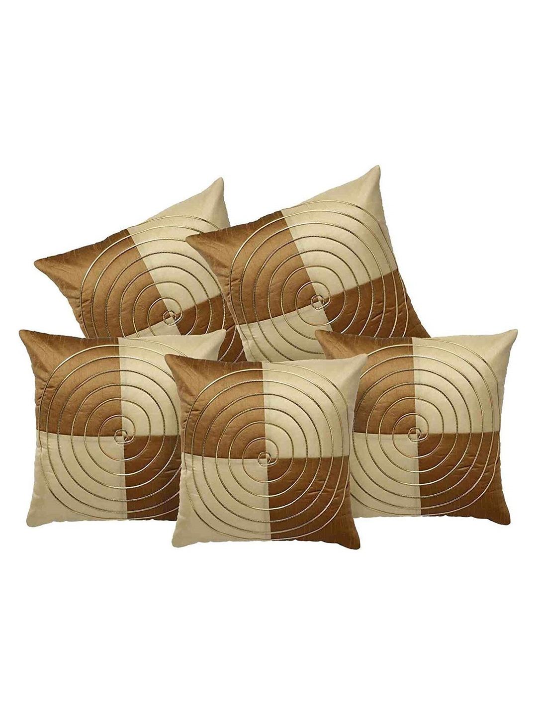 JDX Beige Set of 5 Colourblocked Square Cushion Covers Price in India