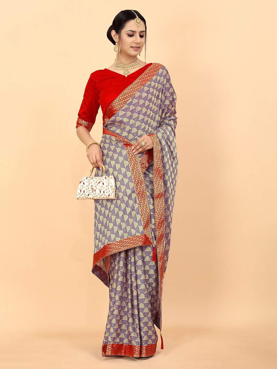 Fashion Basket Women Purple Saree Blouse Price in India