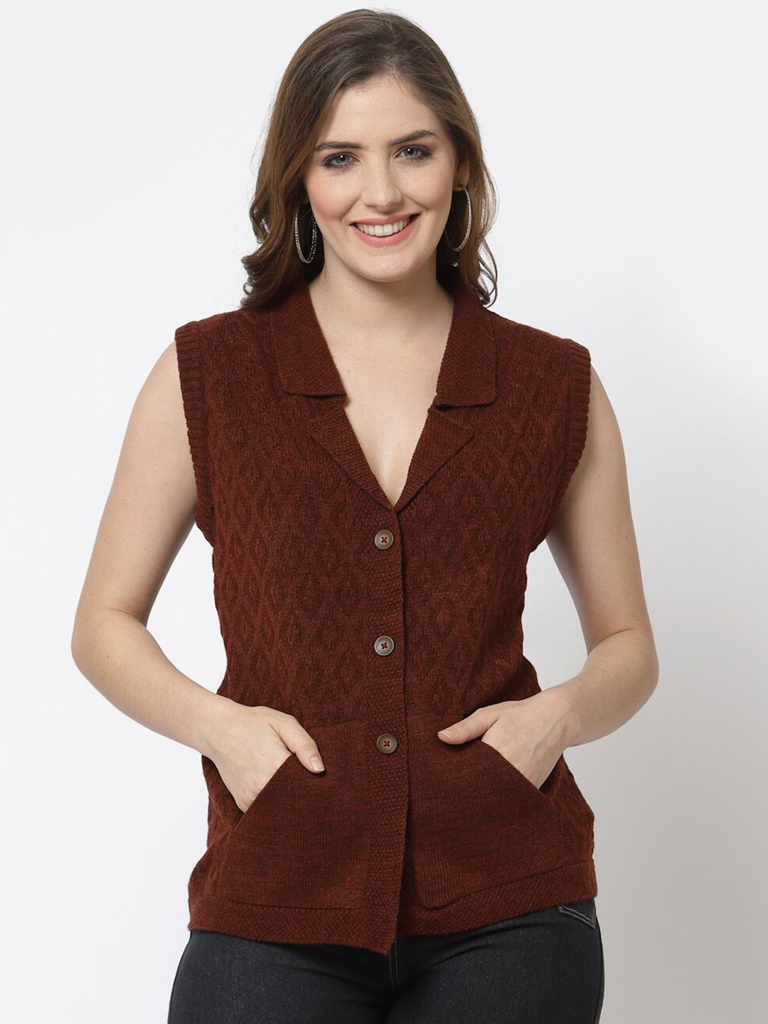 Kalt Women Rust Cardigan Price in India