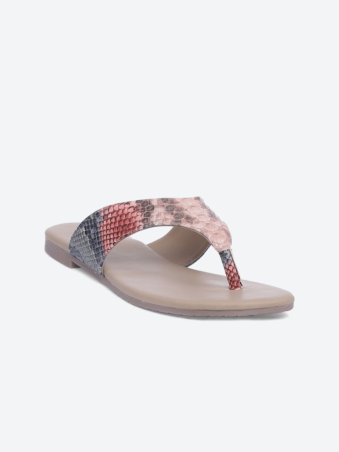 Biba Women Beige Printed Open Toe Flats