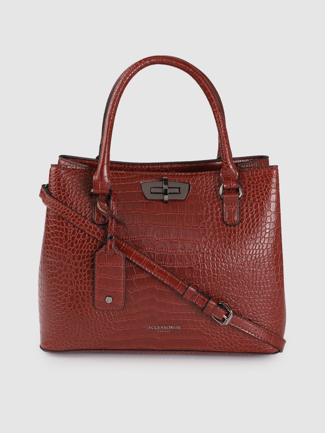 Accessorize Burgundy Textured Handheld Bag Price in India