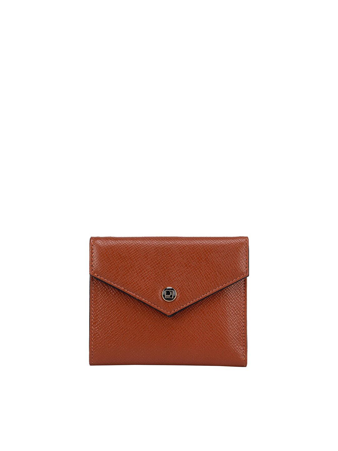 Da Milano Women Orange & Black Textured Leather Envelope Price in India