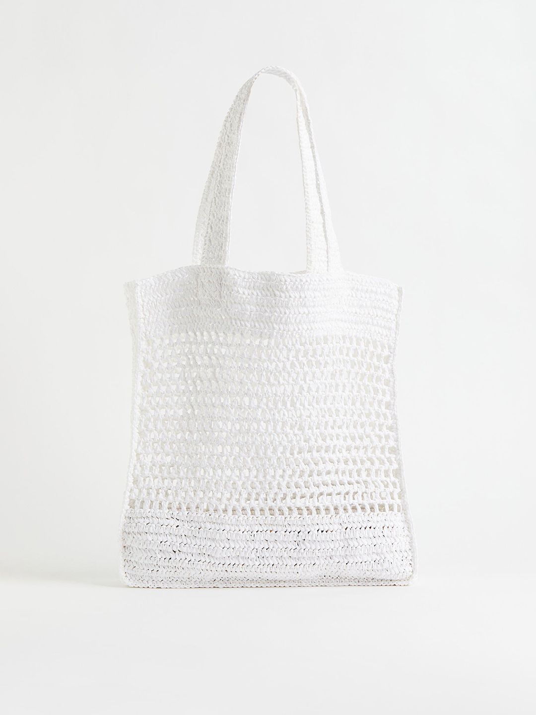 H&M Women White Self Design Straw Shopper Price in India