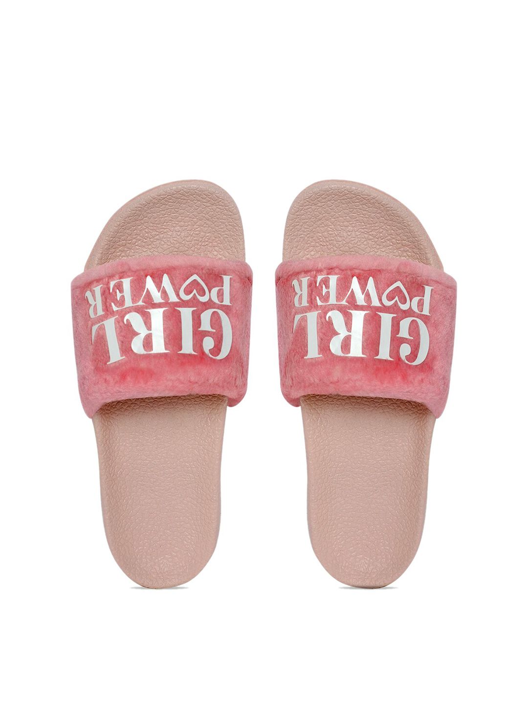 AMACLASS Women Pink & White Embellished Sliders Price in India