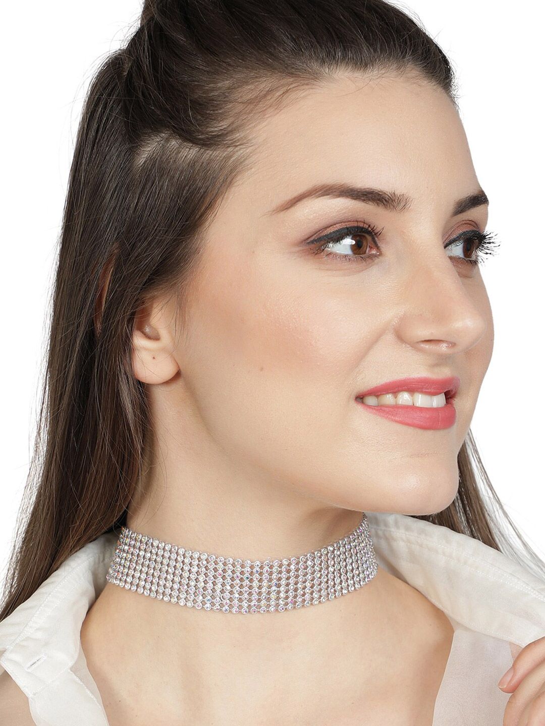 AQUASTREET Silver-Toned Silver-Plated Choker Necklace Price in India