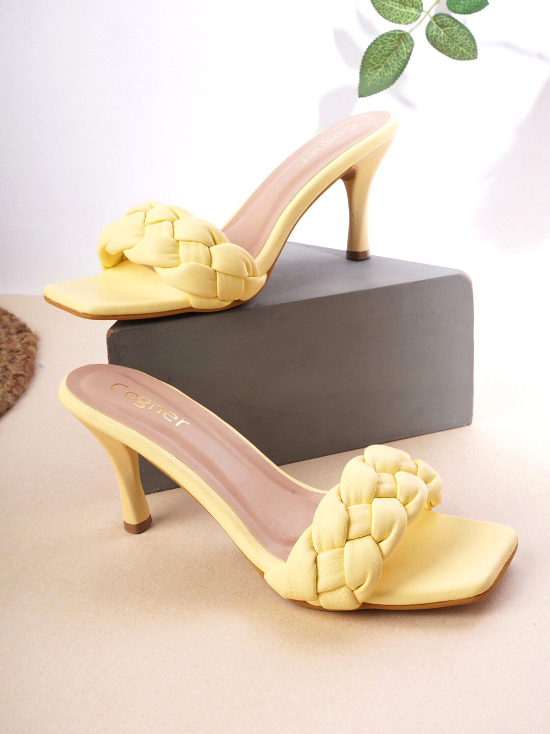 Cogner Yellow Embellished Mules Price in India