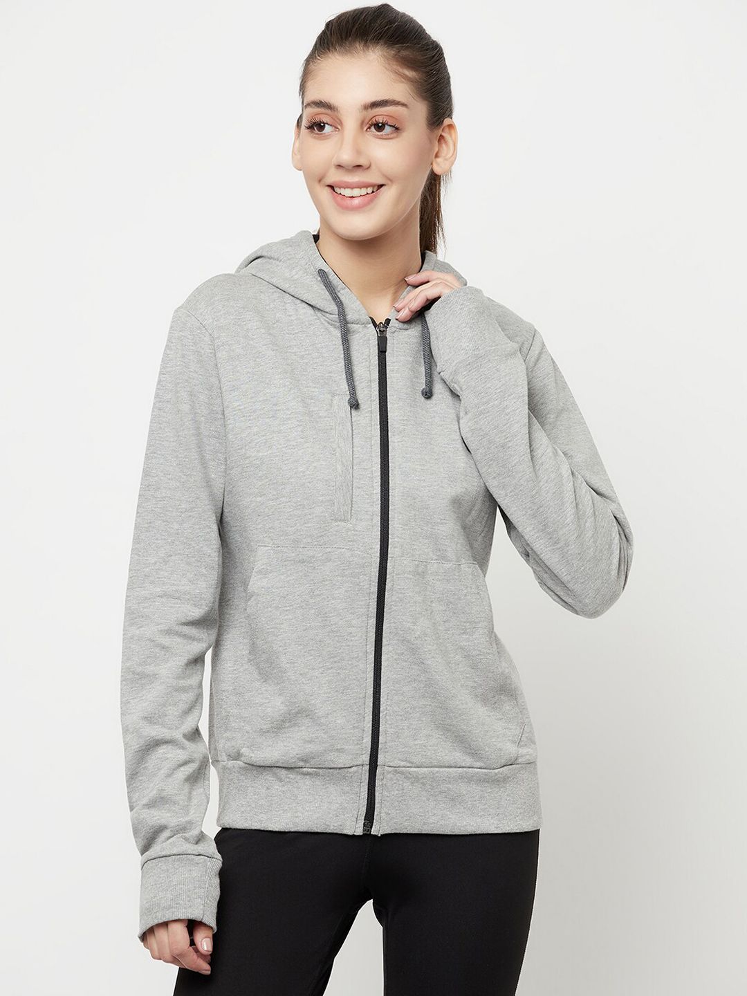 Truerevo Women Grey chinese silver Training or Gym Sporty Jacket Price in India