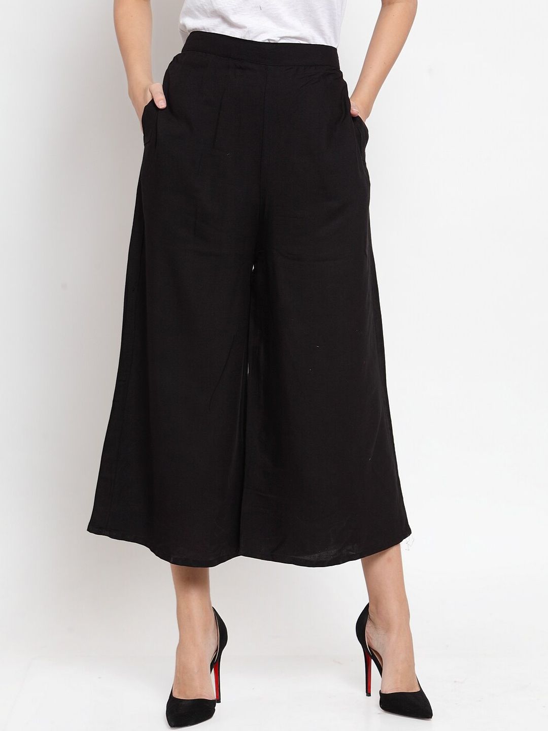 Clora Creation Women Black Smart Culottes Trousers Price in India