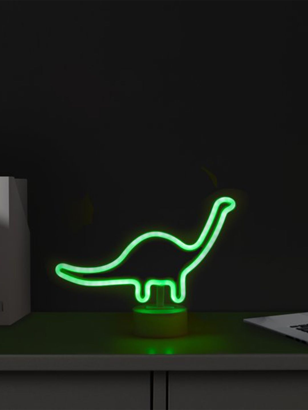 XERGY Green LED Neon Table Lamps Dinosaur Shaped Light with Holder Base Price in India