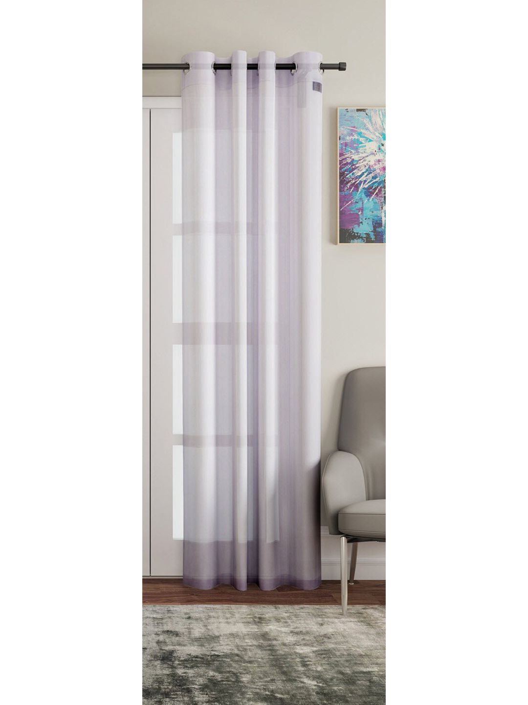 Lushomes Pink Striped Sheer Door Curtain Price in India