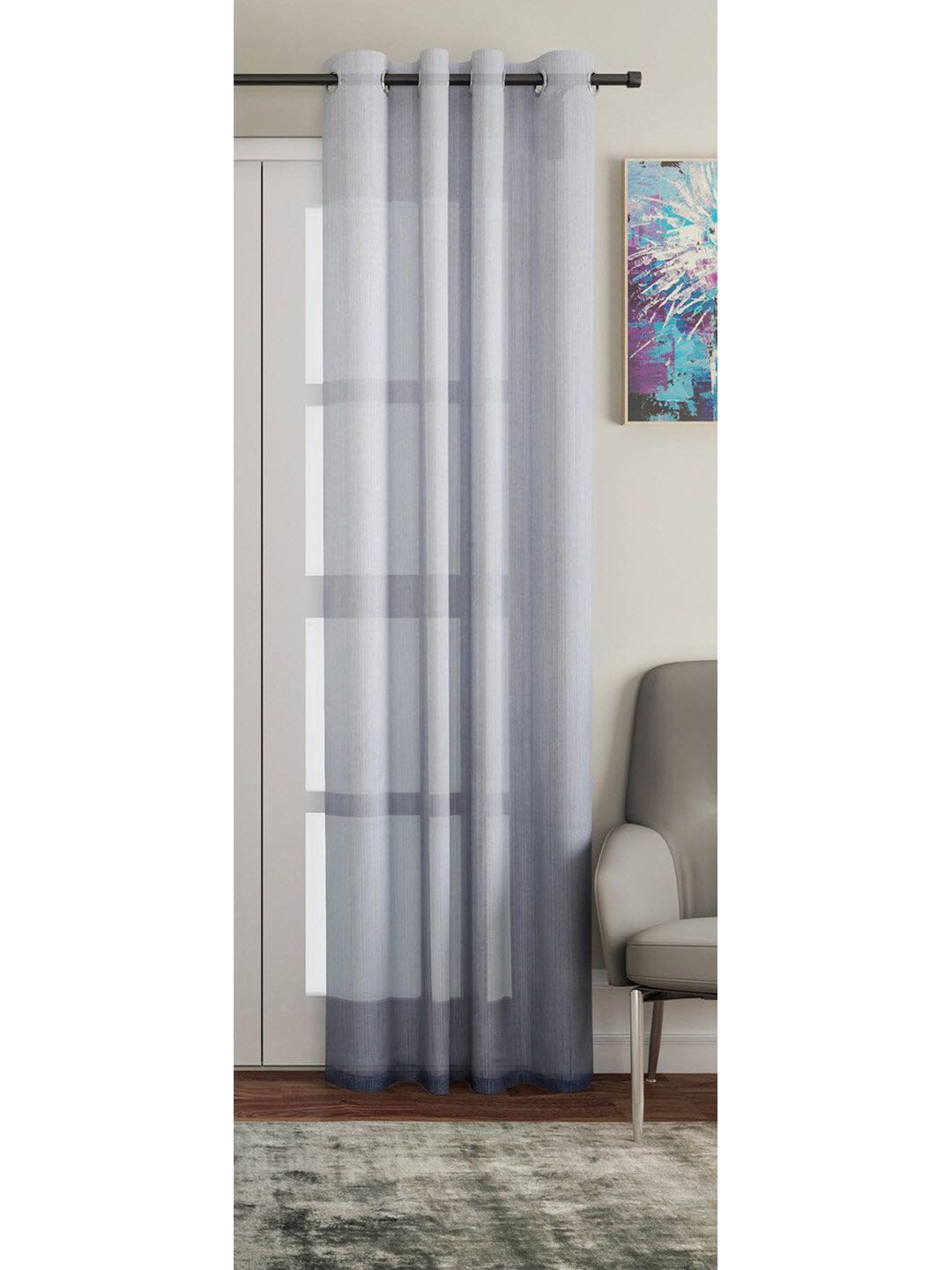 Lushomes Grey & White Striped Door Curtain Price in India