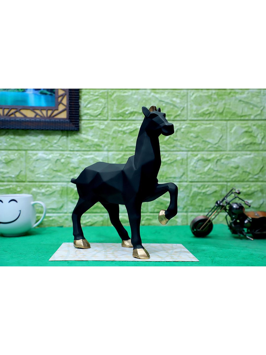 FASHIYANOO Black  & Gold-Coloured Horse Showpieces Price in India