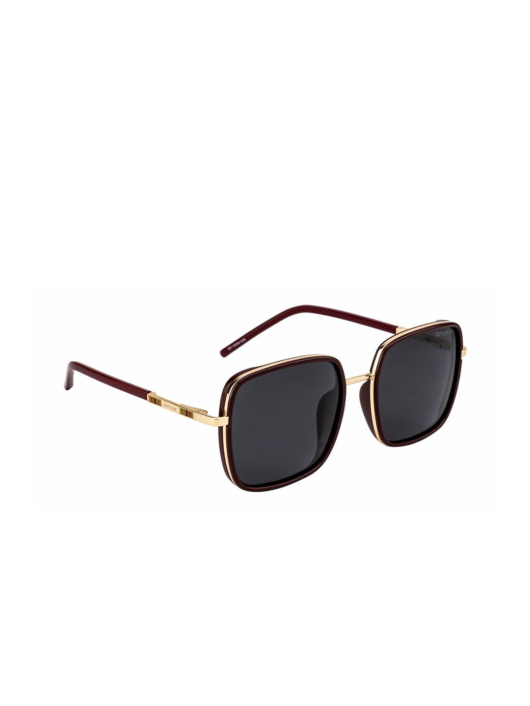 OPIUM Women Grey Lens & Gold-Toned Square Sunglasses with Polarised and UV Protected Lens Price in India