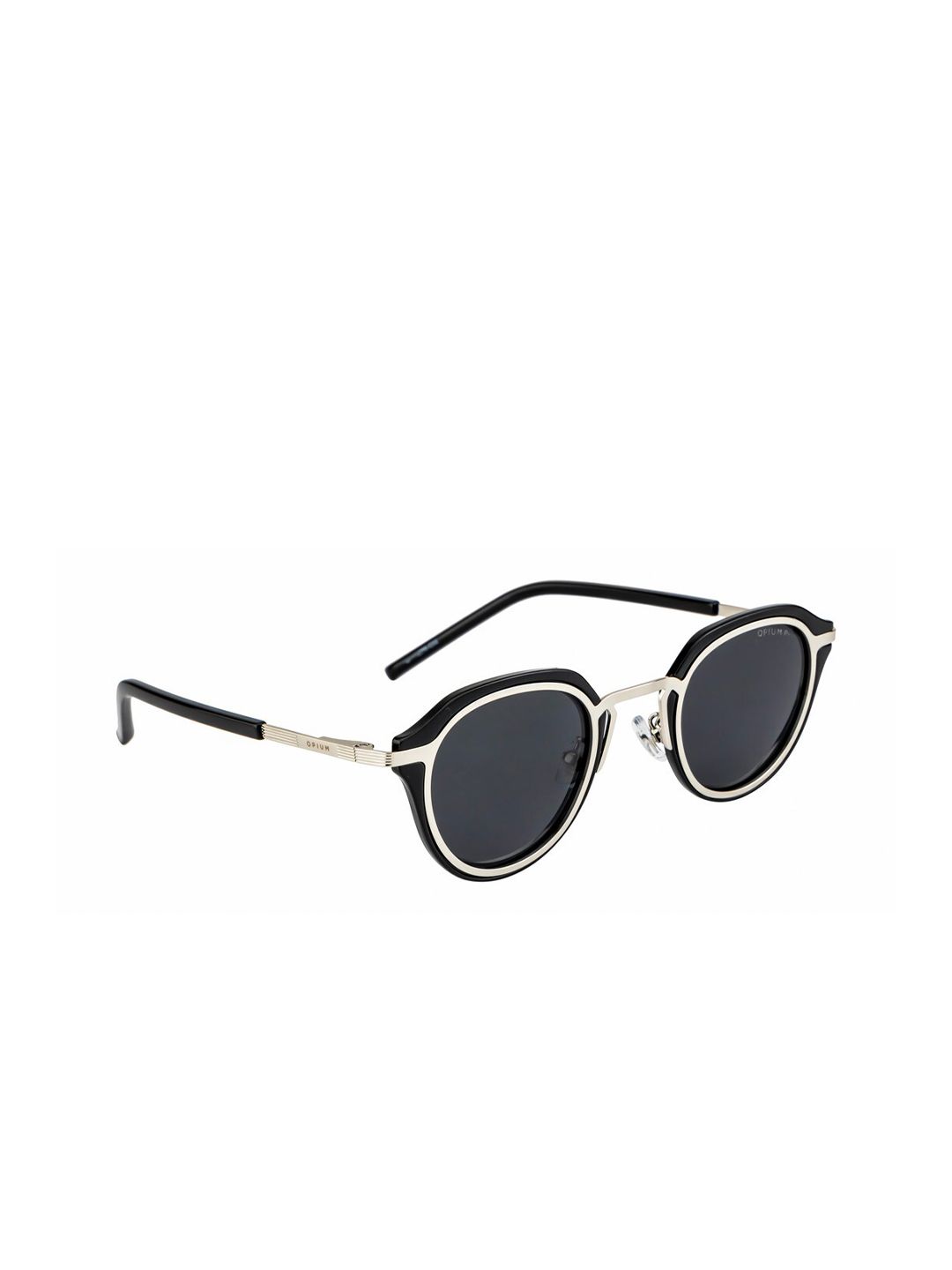 OPIUM Unisex Grey Lens & Silver-Toned Round Sunglasses with Polarised and UV Protected Lens Price in India