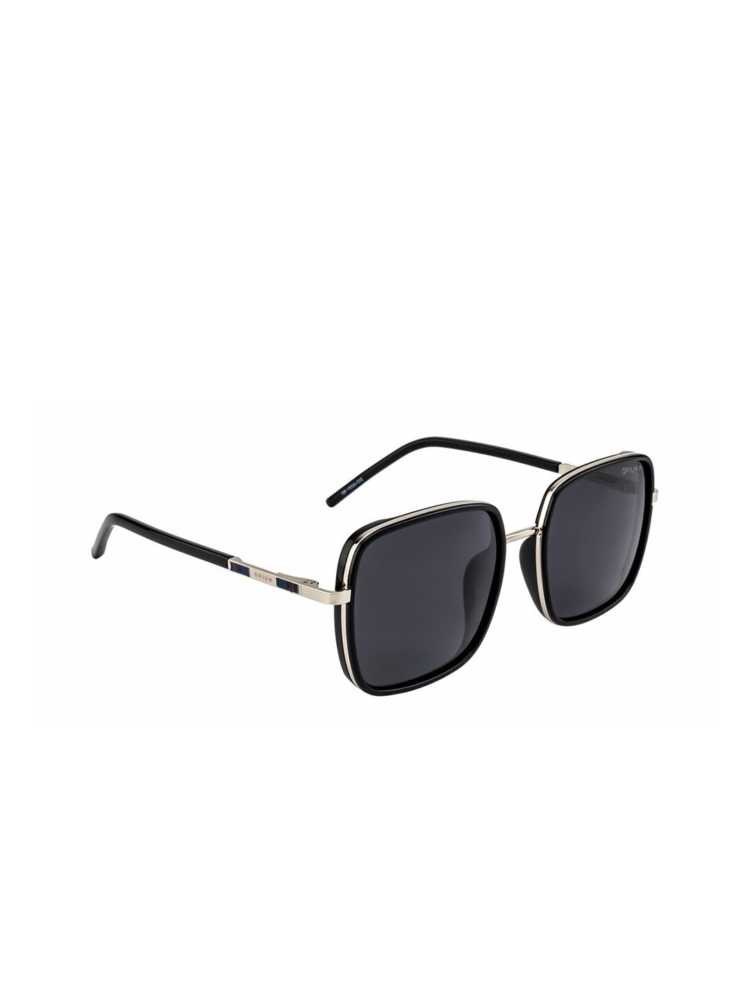 OPIUM Women Grey Lens & Silver-Toned Square Sunglasses with Polarised and UV Protected Lens Price in India