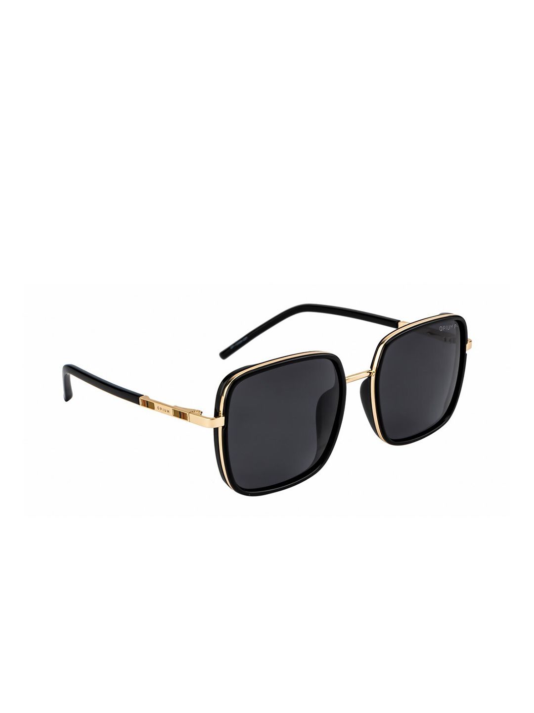 OPIUM Women Grey Lens & Gold-Toned Square Sunglasses with Polarised and UV Protected Lens Price in India