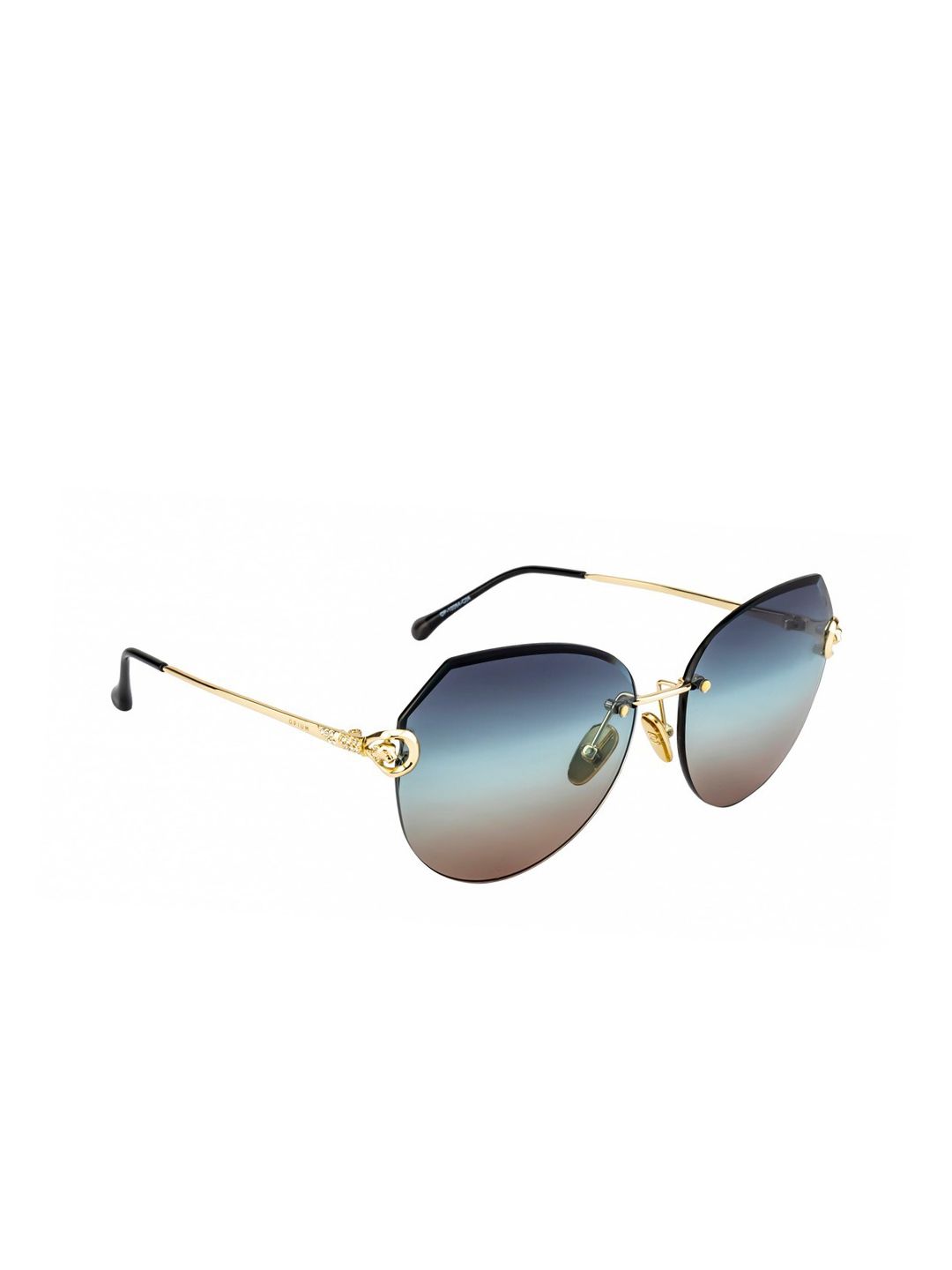 OPIUM Women Brown Lens & Gold-Toned Butterfly Sunglasses with UV Protected Lens Price in India