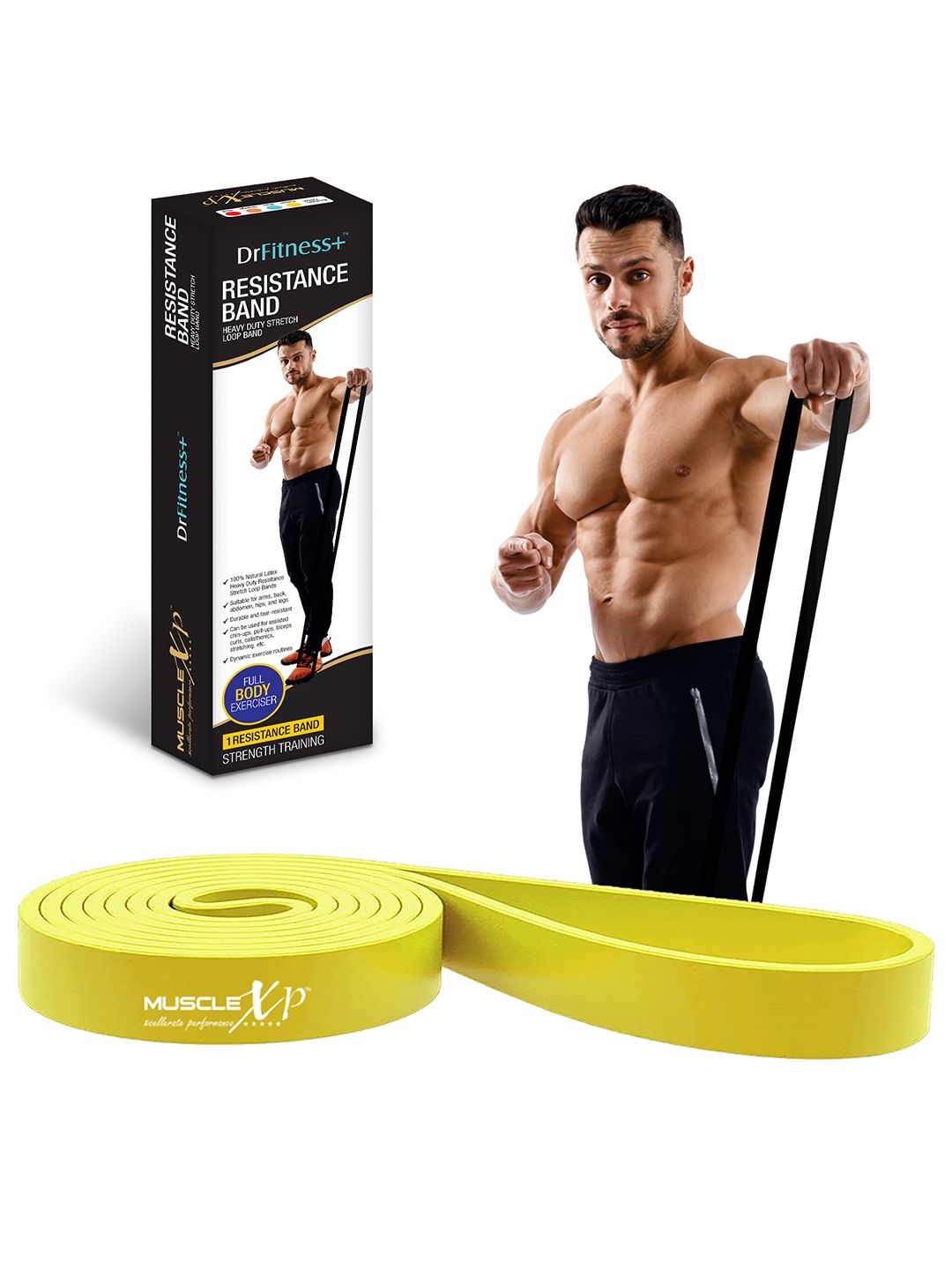 MUSCLEXP Yellow Solid Resistance Loop Band Price in India