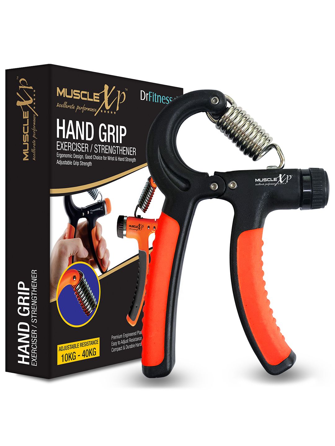 MUSCLEXP Orange & Black Solid Hand Grip Strength Workout Sports Accessories Price in India