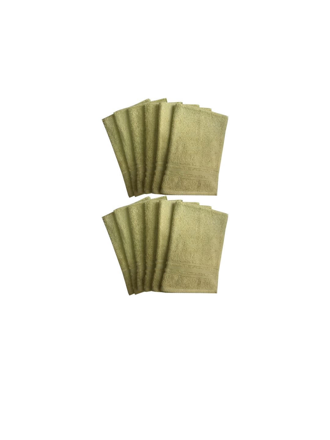 Lushomes Set Of 12 Green Solid 450 GSM Pure Cotton Hand Towels Price in India