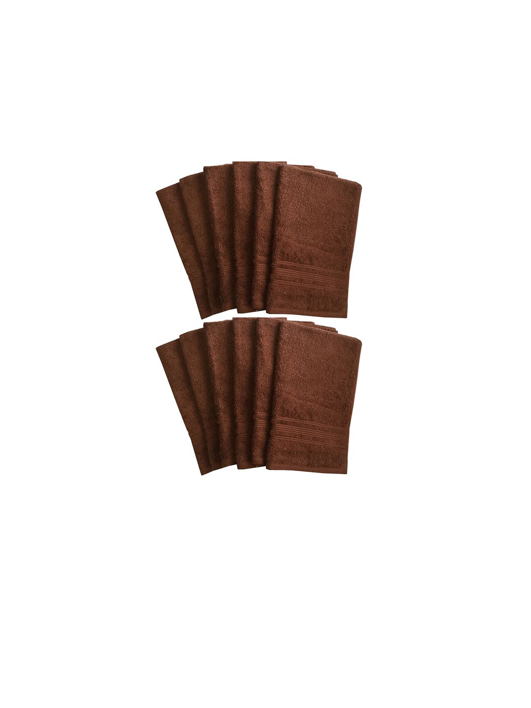 Lushomes Set of 12 Brown 450 GSM Super Soft and Fluffy Hand Towels Price in India
