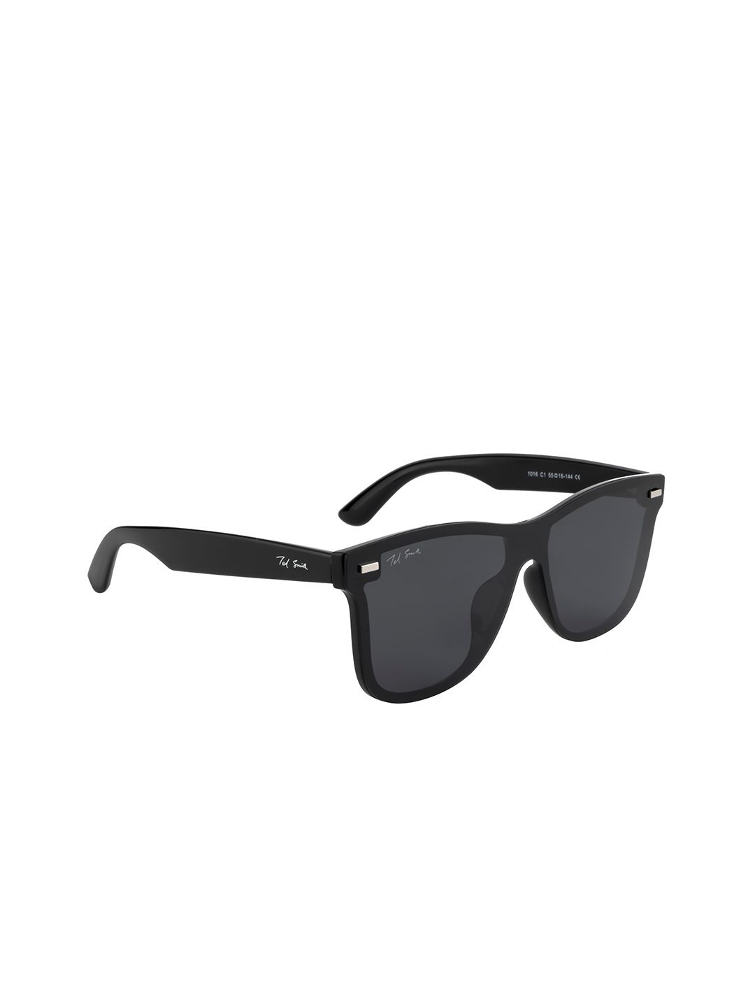 Ted Smith Unisex Black Lens & Black Wayfarer Sunglasses with Polarised and UV Protected Lens