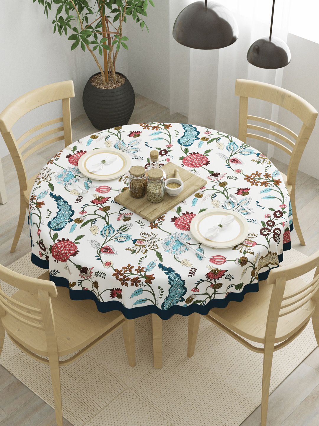 Clasiko White Printed Round-Shaped Table Covers Price in India