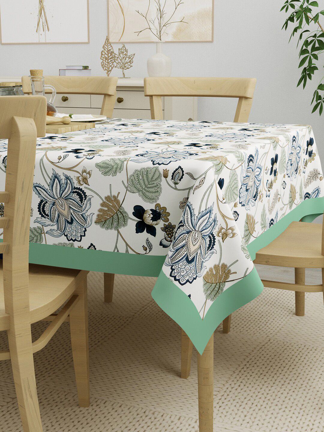 Clasiko  Green & White Printed Cotton Table Covers Price in India