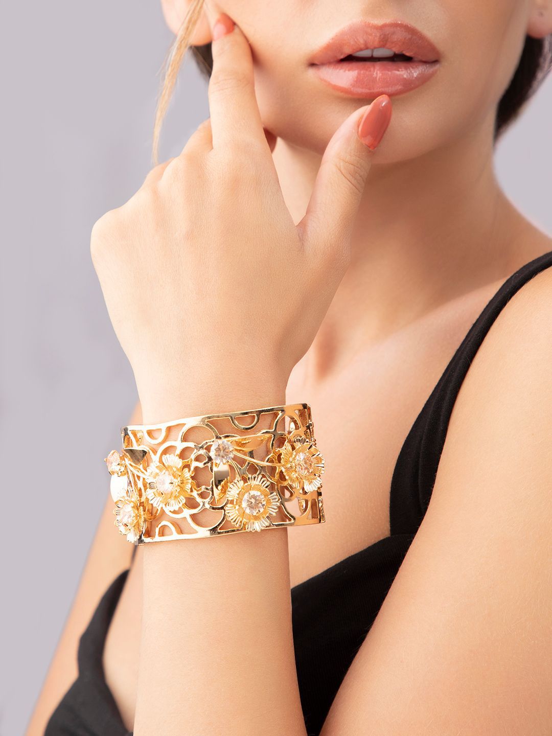 Rubans Voguish Women Gold-Plated Bangle-Style Bracelet Price in India