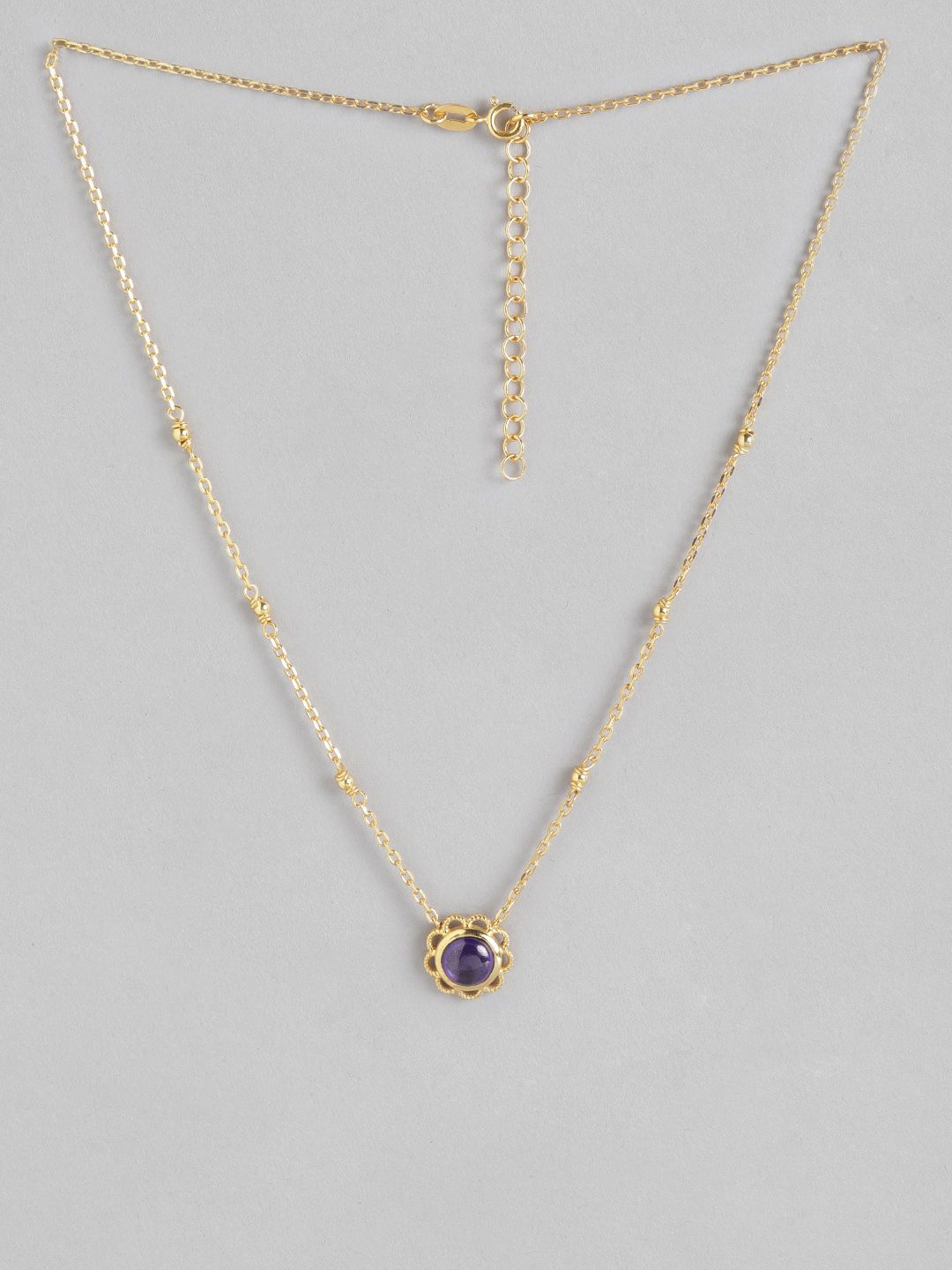 Carlton London Gold-Plated Purple Cubic Zirconia Studded Handcrafted Chain Price in India