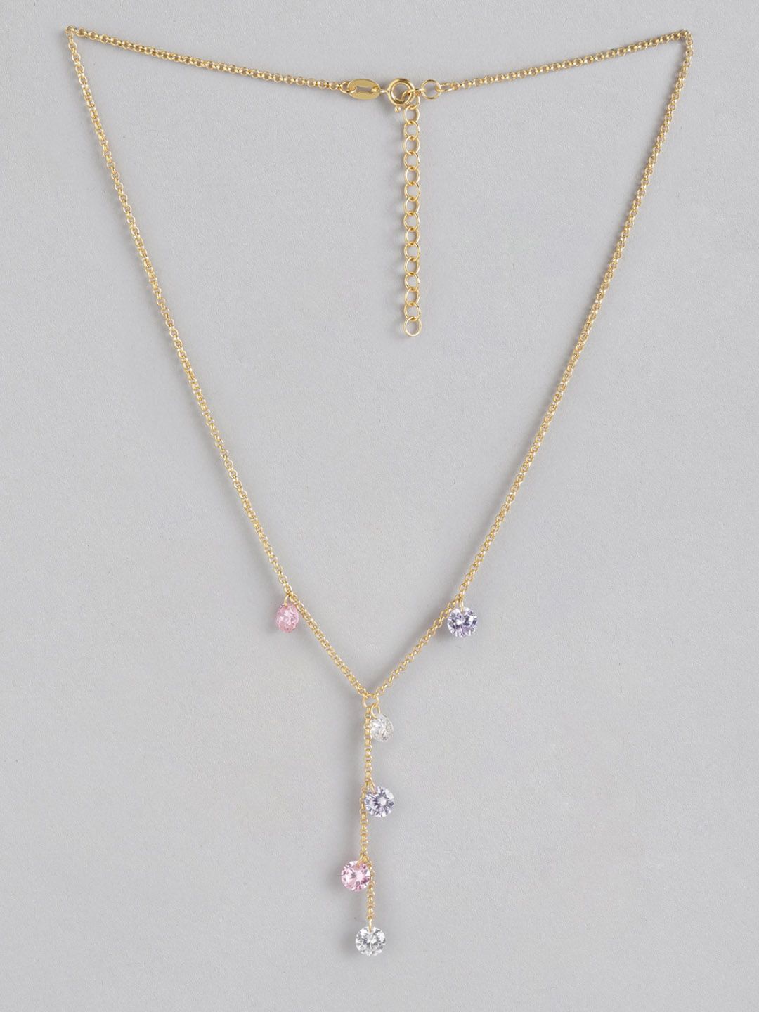 Carlton London Gold-Plated Pink CZ Studded Handcrafted Chain Price in India
