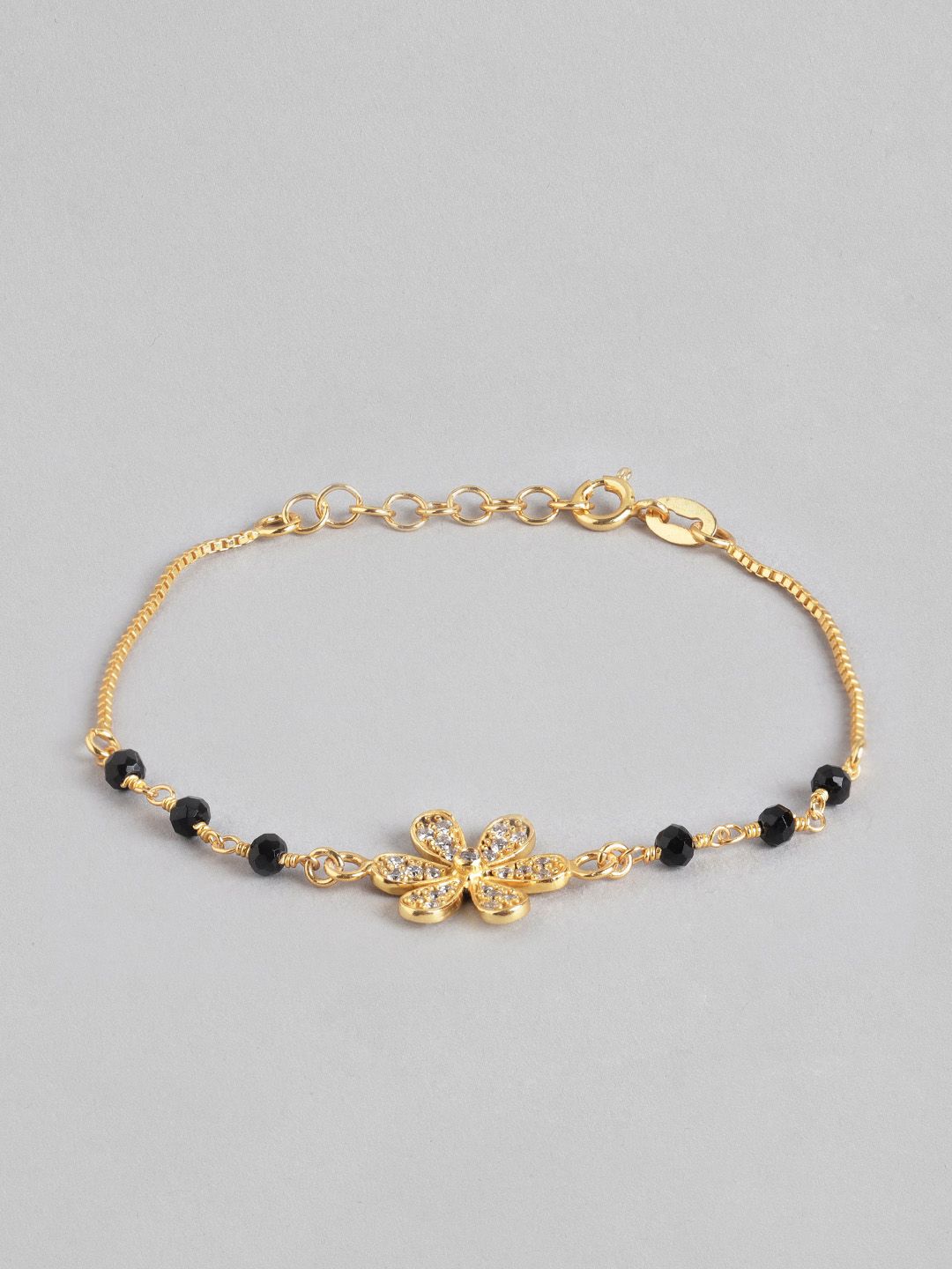 Carlton London Gold-Plated Black Cubic Zirconia Studded Handcrafted Bracelet Price in India