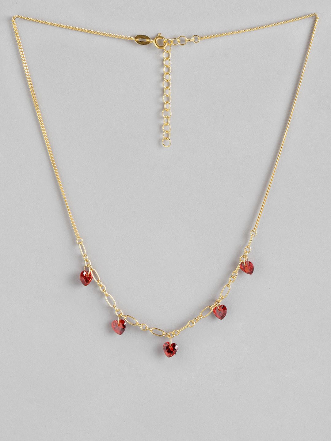 Carlton London Gold-Plated Red CZ Studded Handcrafted Chain Price in India