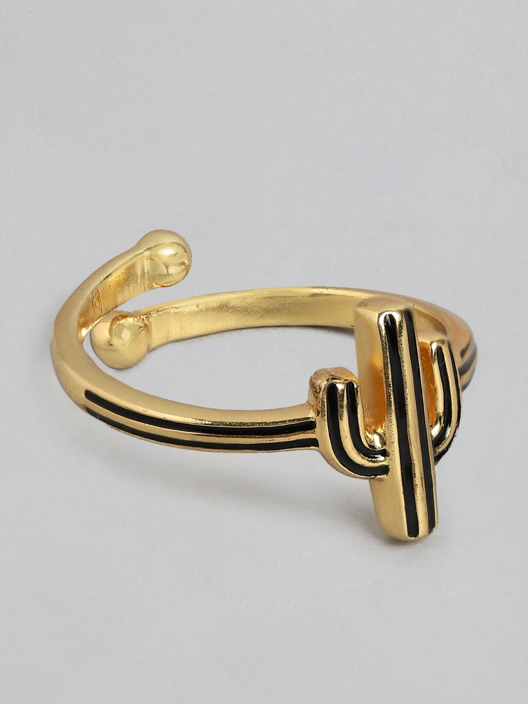 Carlton London Gold-Plated & Black Adjustable Ring Price in India