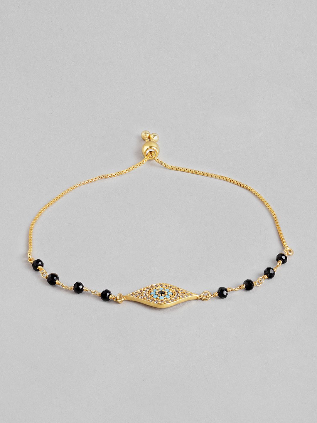 Carlton London Gold-Plated Black CZ Studded Handcrafted Bracelet Price in India