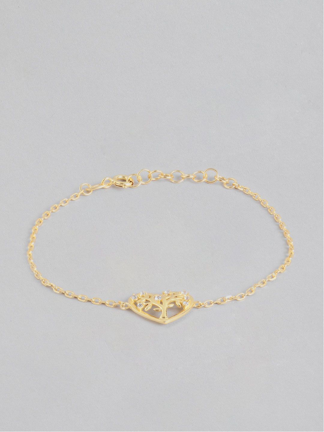 Carlton London Gold-Plated White CZ Studded Handcrafted Bracelet Price in India