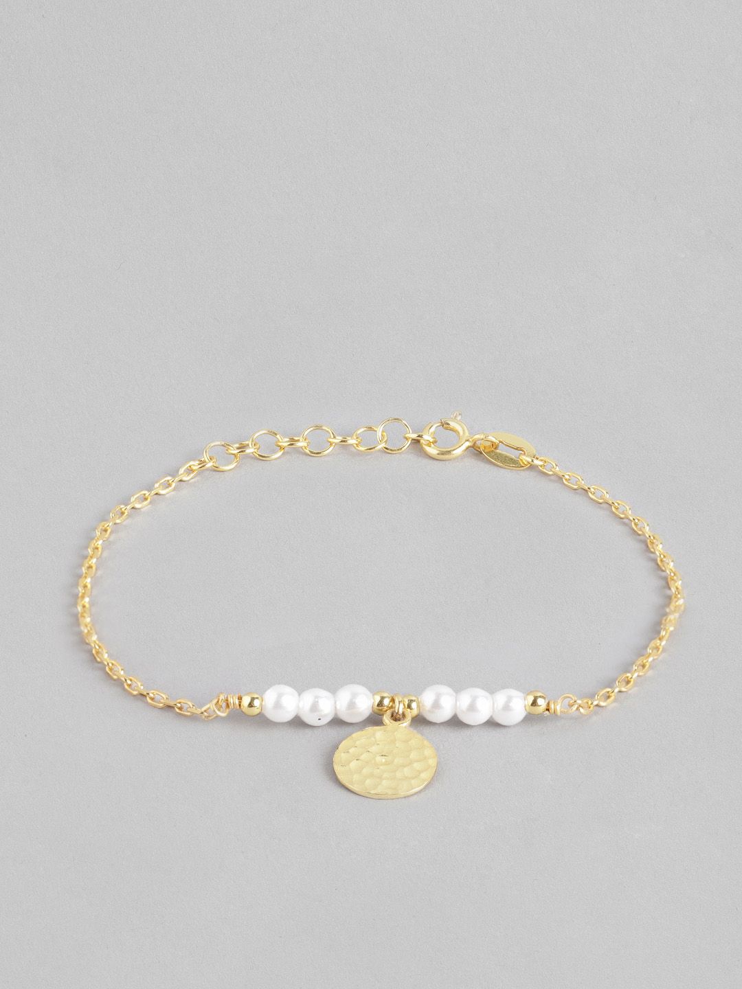 Carlton London Gold-Plated White Pearl Studded Handcrafted Bracelet Price in India