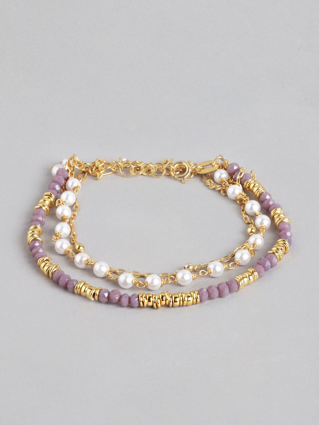 Carlton London Gold-Plated White Pearls Handcrafted Multistrand Bracelet Price in India