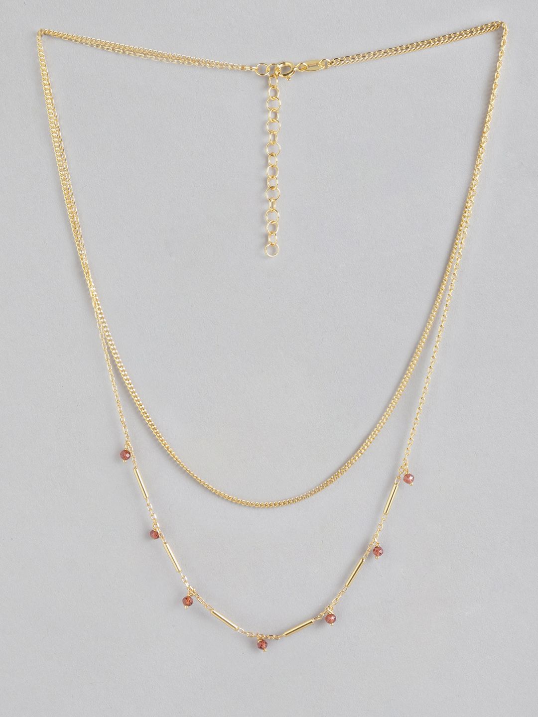 Carlton London Gold-Plated Red Garnet Studded Layered Necklace Price in India