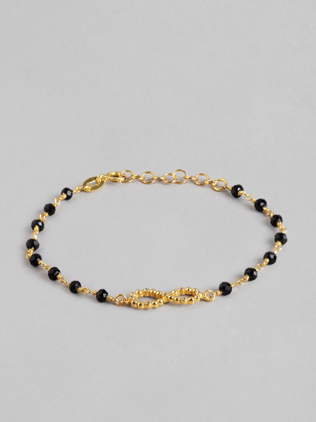 Carlton London Gold-Plated Black CZ Studded Handcrafted Bracelet Price in India