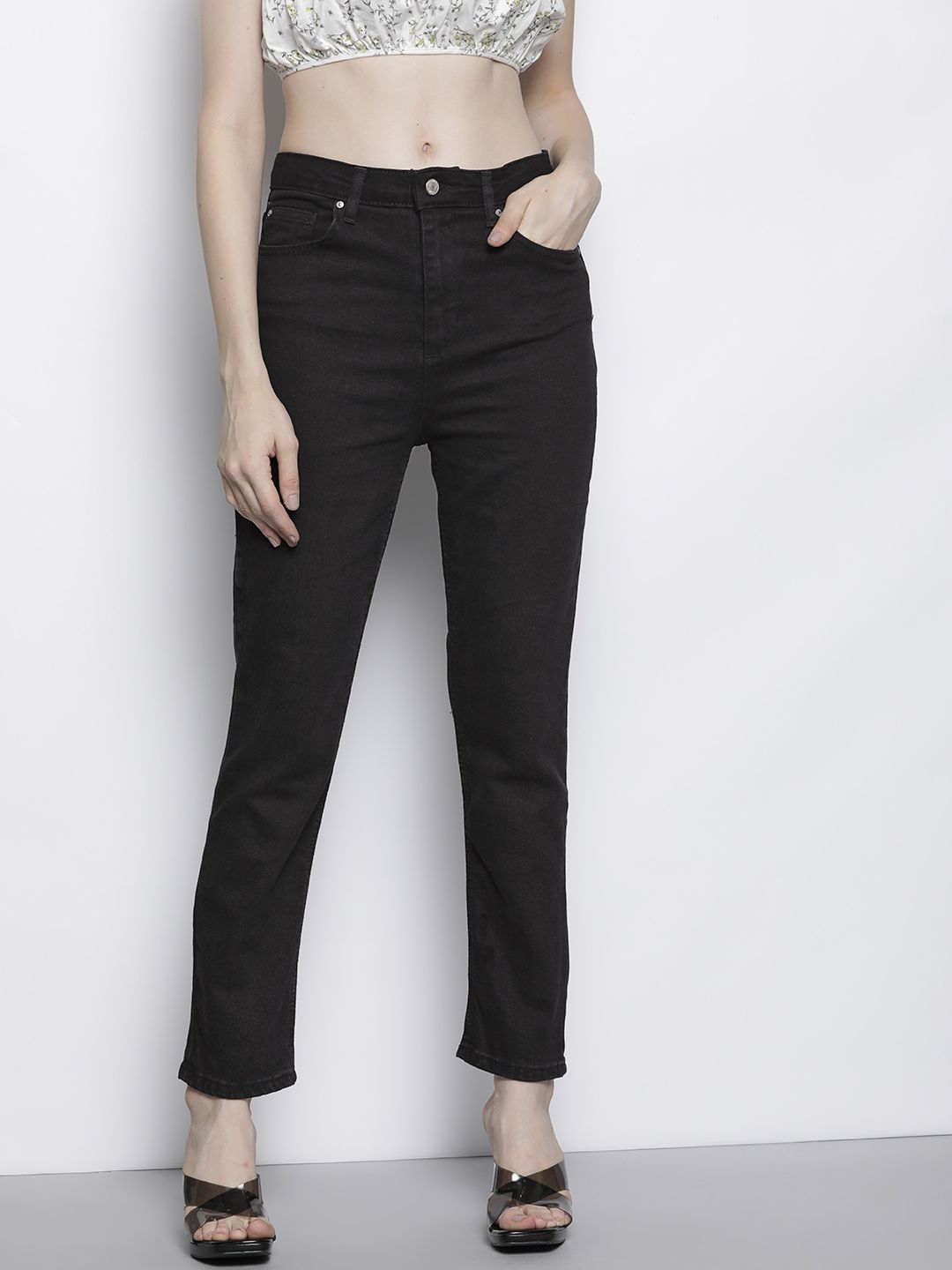 Trendyol Women Black Slim Fit High-Rise Jeans Price in India