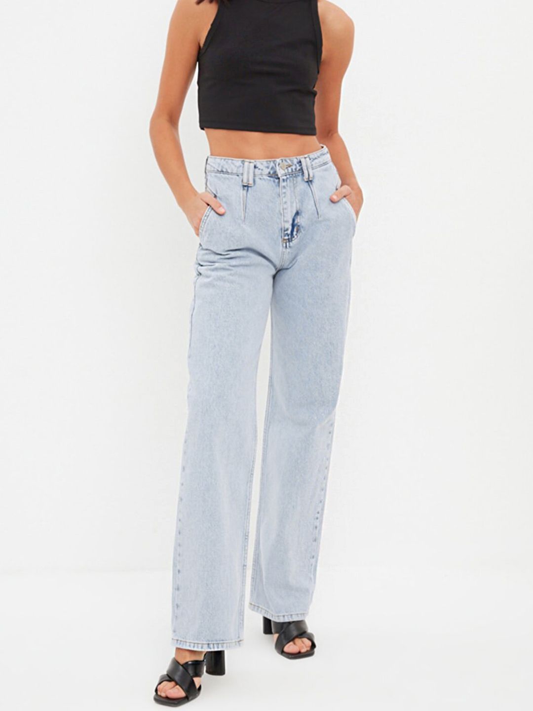 Trendyol Women Blue Pure Cotton High-Rise Stretchable Jeans