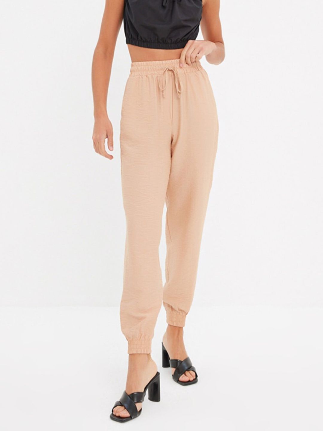 Trendyol Women Pink High-Rise Joggers Price in India