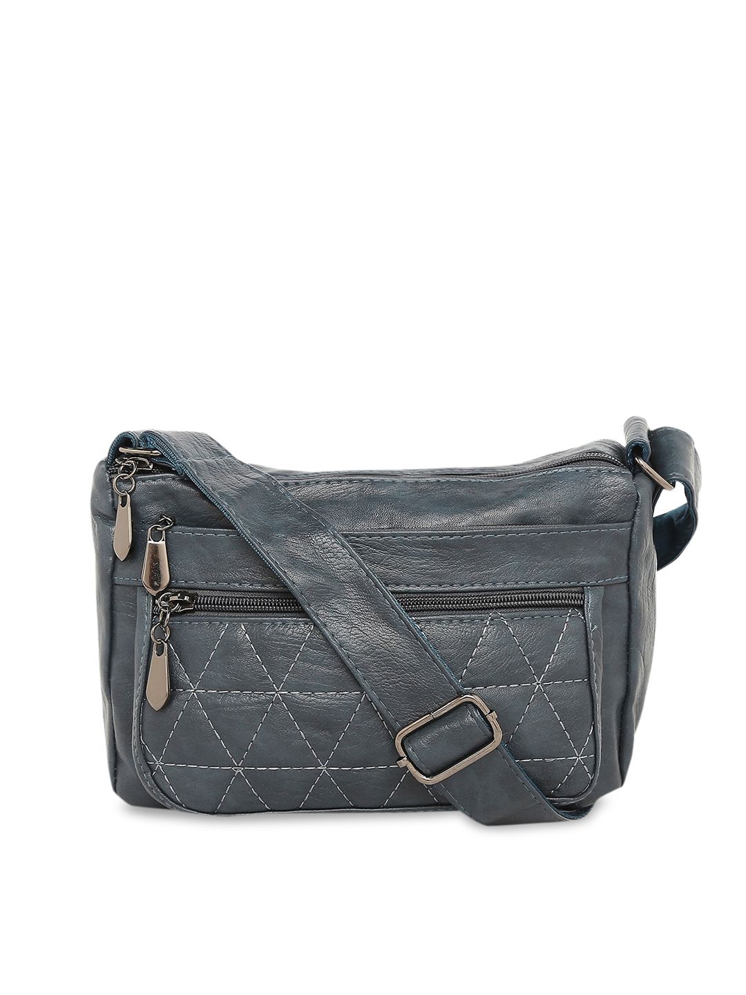 SATCHEL Blue Geometric Textured PU Structured Sling Bag with Quilted Price in India