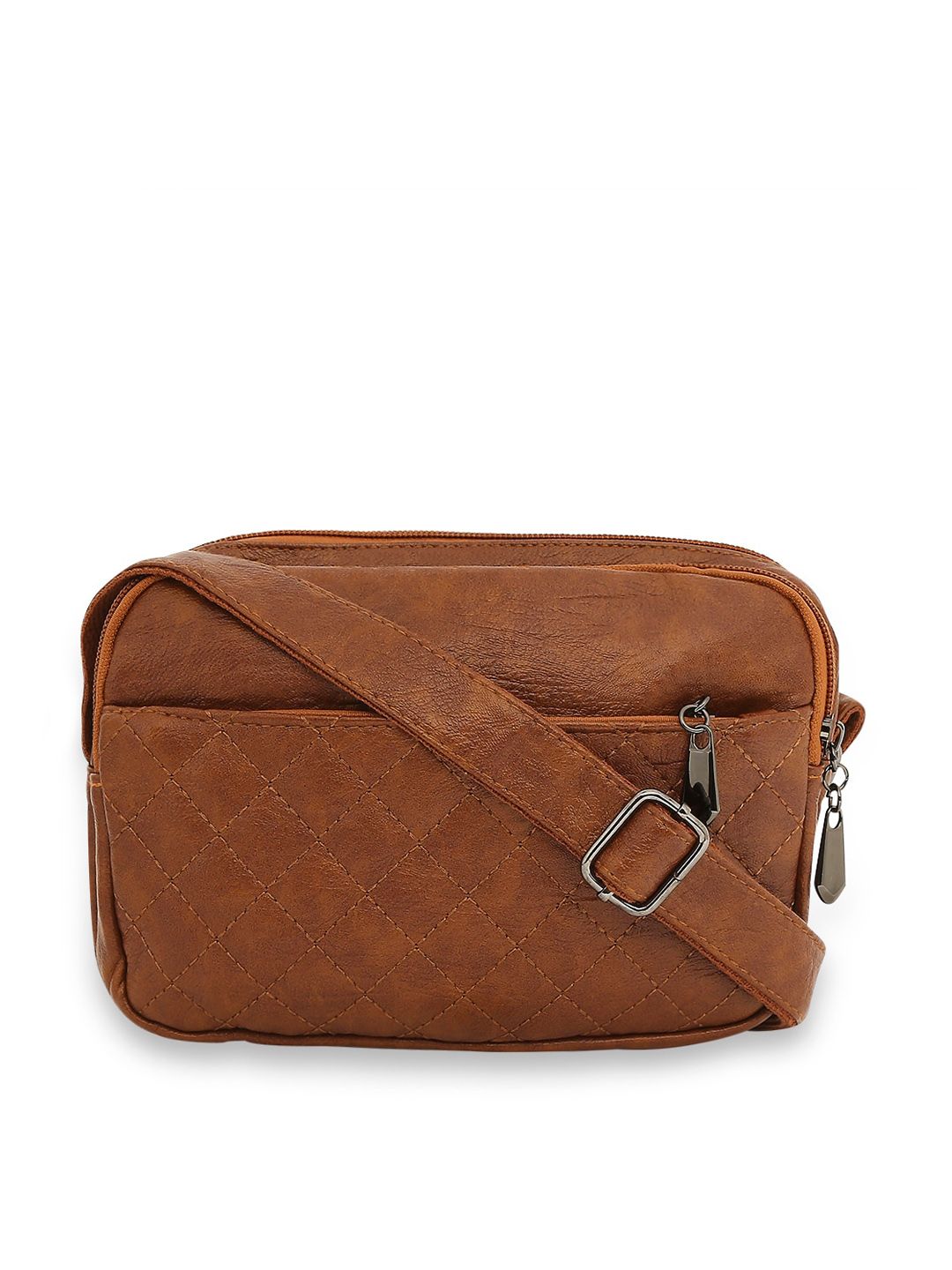 SATCHEL Brown Textured PU Structured Sling Bag with Tasselled Price in India